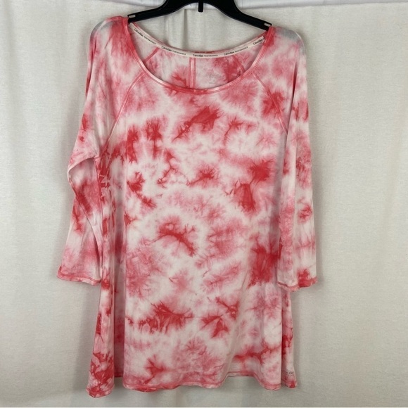 Calvin Klein CK Performance Activewear Pink & White Tie Dye Top Size Extra Large - Picture 9 of 11